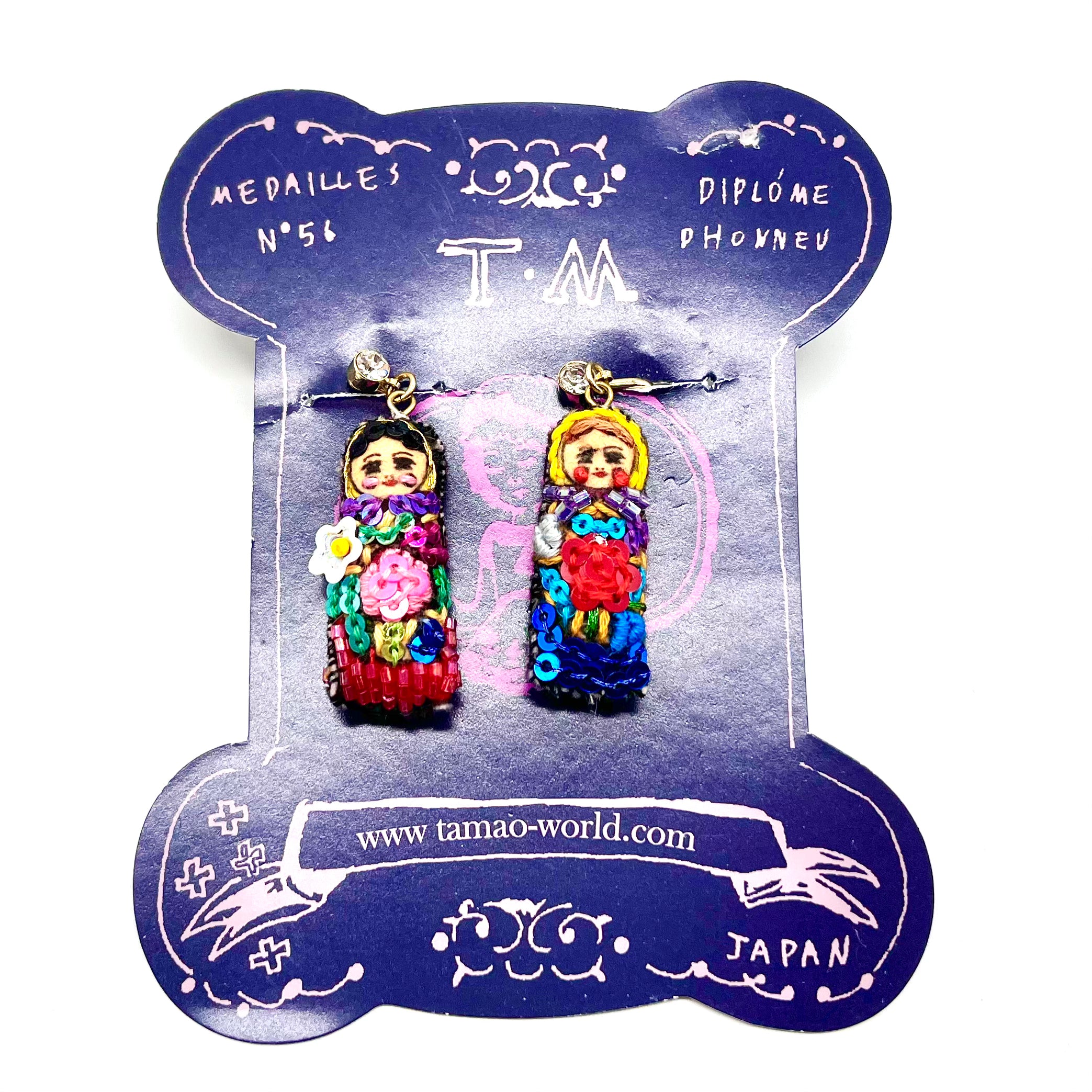 tamao world embroidered earrings A