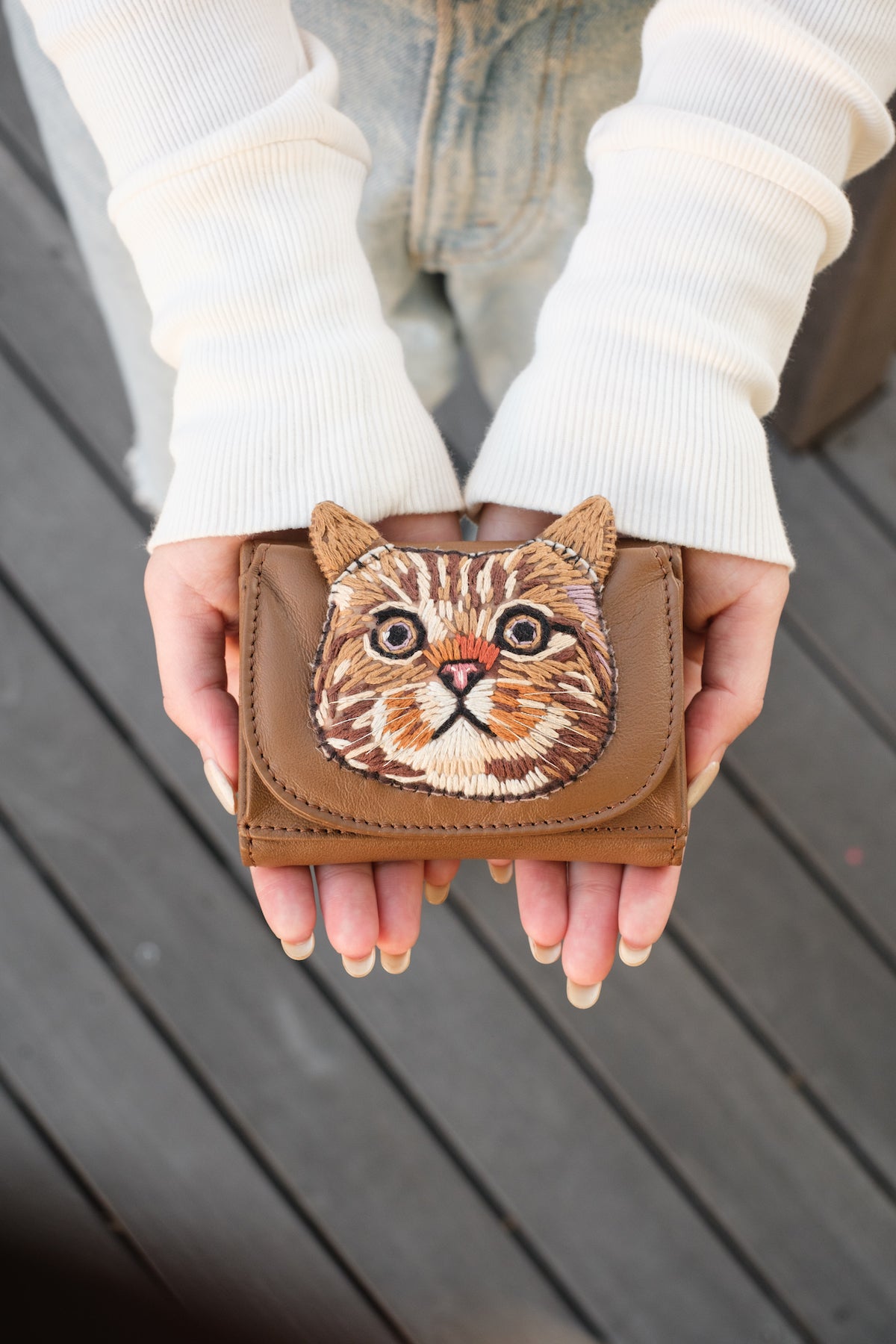 tamao world cat tri-fold mini wallet