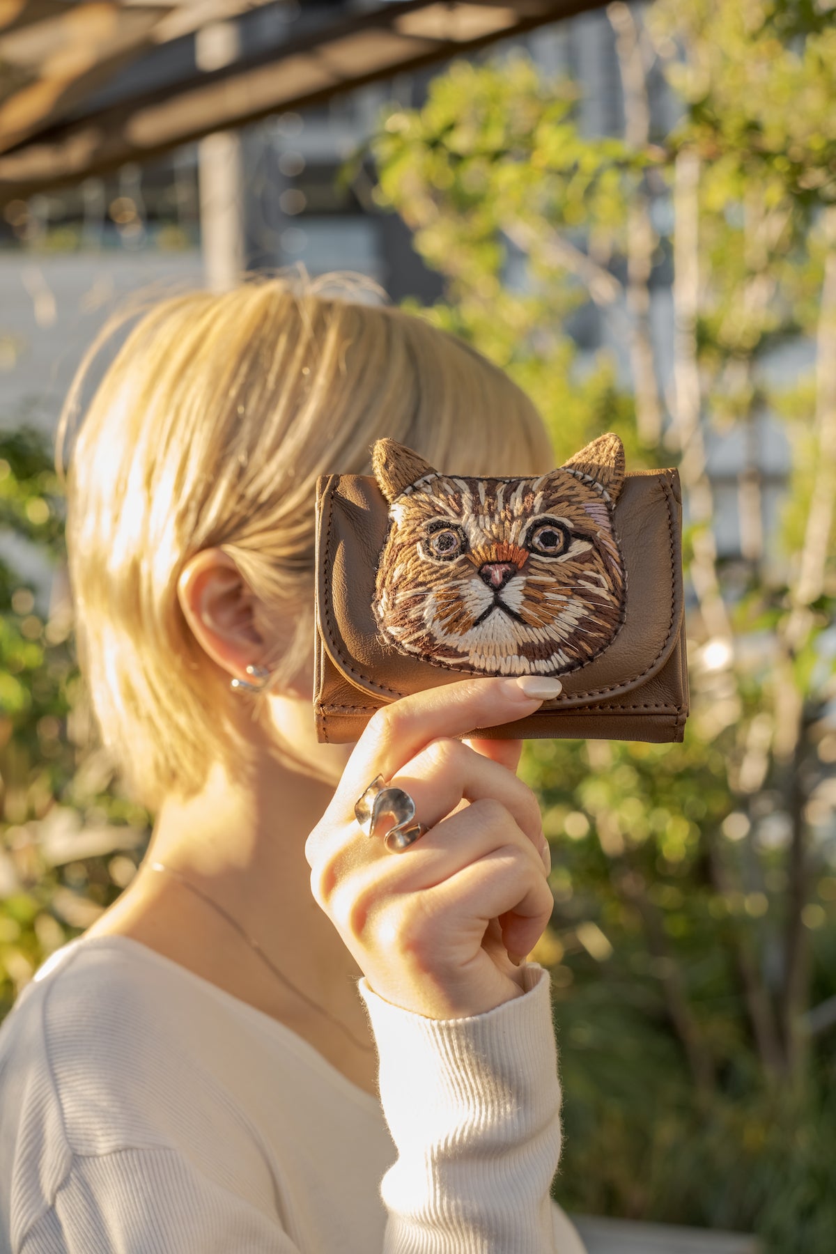 tamao world cat tri-fold mini wallet