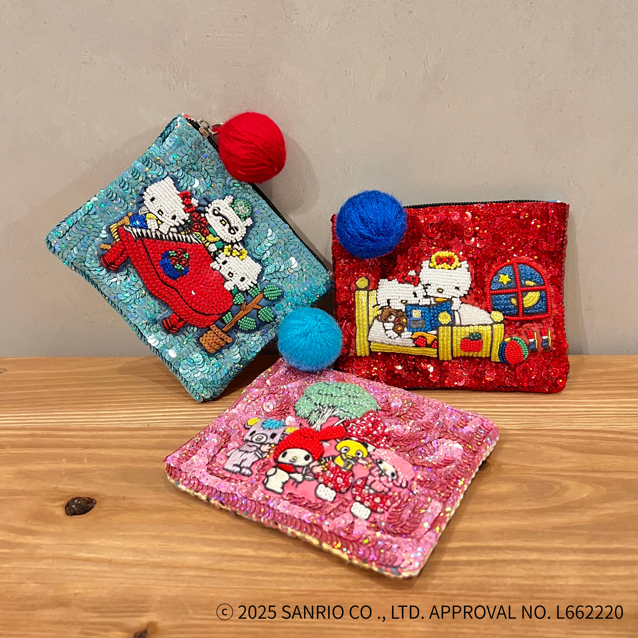 tamao world スパンコール刺繍ポーチ サンリオキャラクターズ